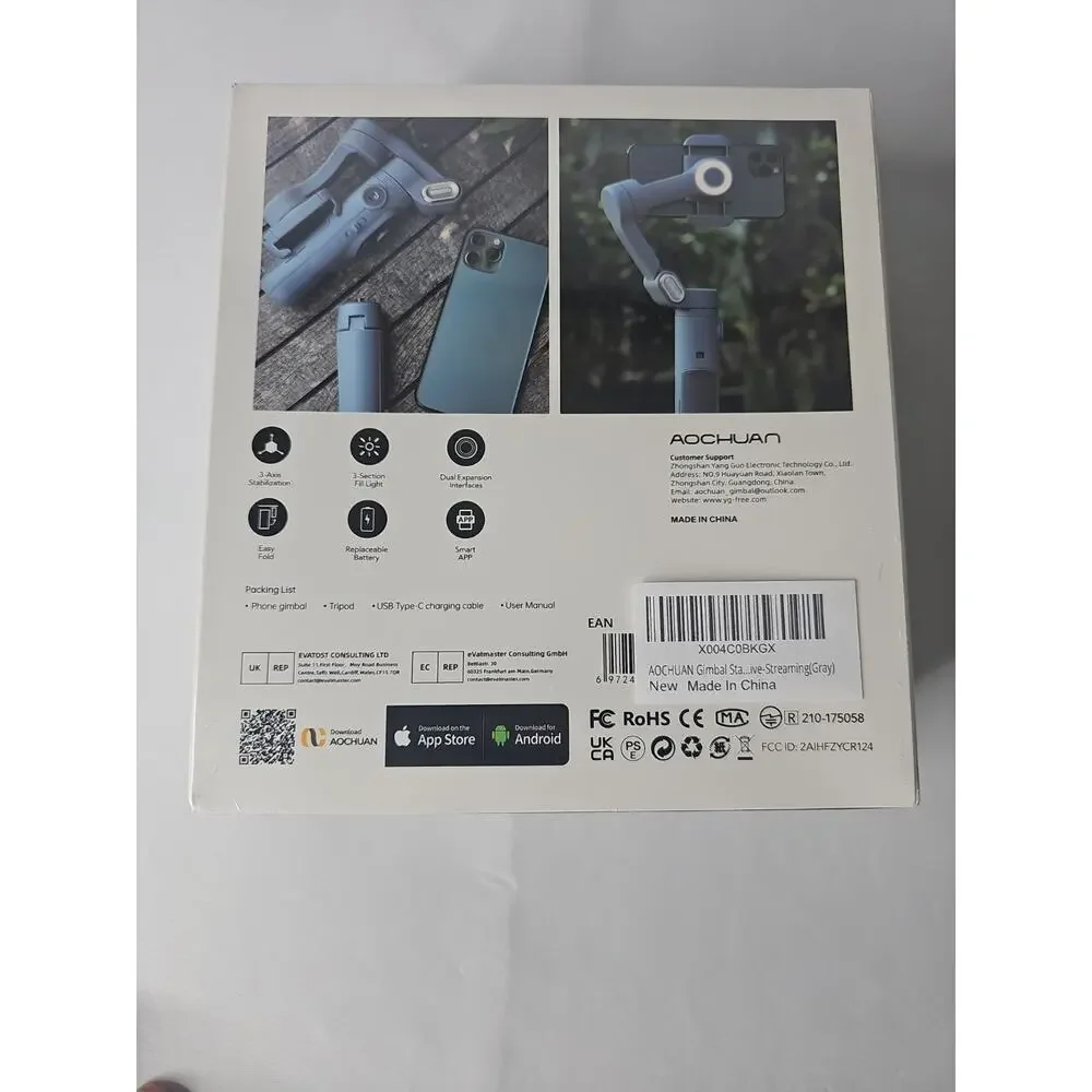 Grey AOCHUAN Smart X Pro Phone Gimbal Stabilizer 3-Axis Smartphone Grey